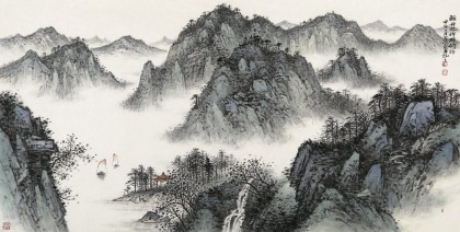 【已售】刘金河 四尺《轻舟放棹归何许》 国家画院山水名家