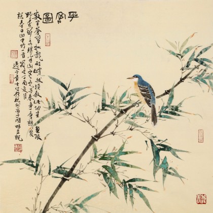 已售曲逸之四尺斗方平安图河南省著名花鸟画家