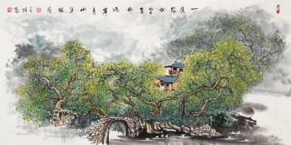 谭良干 四尺《一溪绿水皆春雨》 贵州山水画名家