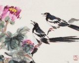 【已售】曲逸之 三尺《喜鹊登枝 花开富贵》 河南省著名花鸟画家