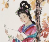 【已售】南海禅寺 妙林居士 三尺《枫荫读诗图》