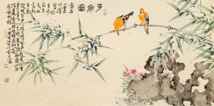 曲逸之 四尺《平安图》  河南省著名花鸟画家