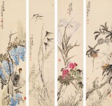 【已售】著名画家王向阳花鸟四条屏《三月春风》(询价)