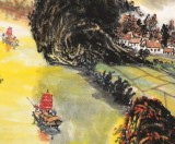 【已售】申凌翔 四尺三开《金秋霞影 山水如画》 广西山水画名家