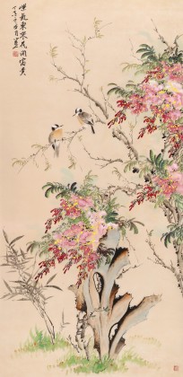 【已售】皇甫小喜 四尺《紫气东来 花开富贵》 河南著名花鸟画家