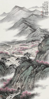 【已售】刘金河 四尺《夹岸桃花万树妍》 国家画院山水名家