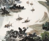 【已售】申凌翔 四尺三开《忆写漓江旧时情》 广西山水画名家