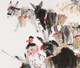 【已售】尹和平 四尺斗方《秋月》 当代乡土童趣绘画名家