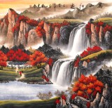 【已售】吴东 六尺《万山红遍》 著名易经风水画家