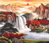 【已售】吴东 六尺《万山红遍》 著名易经风水画家