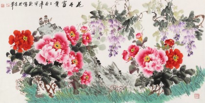 【已售】王宝钦 四尺《花开富贵》当代花鸟牡丹画名家（询价）