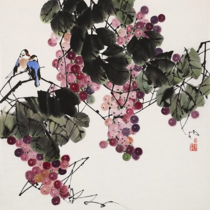 【已售】苗雨 四尺斗方《硕果丰盈》 辽宁工美教授 师从吴冠中