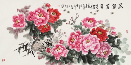 【已售】梁景欣 四尺《花开富贵》 青大美院学院派画家