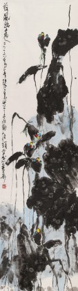 王永刚 六尺对开手指画《荷风悠远》 国家一级美术师（询价）
