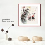 【已售】尹和平 四尺斗方《童趣》 当代乡土童趣绘画名家