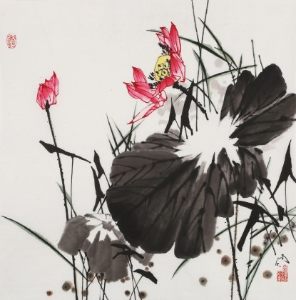 【已售】苗雨 四尺斗方《夏日荷香》 辽宁工美教授 师从吴冠中