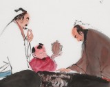 【已售】张春奇 三尺《对弈》徐悲鸿纪念馆艺术中心理事