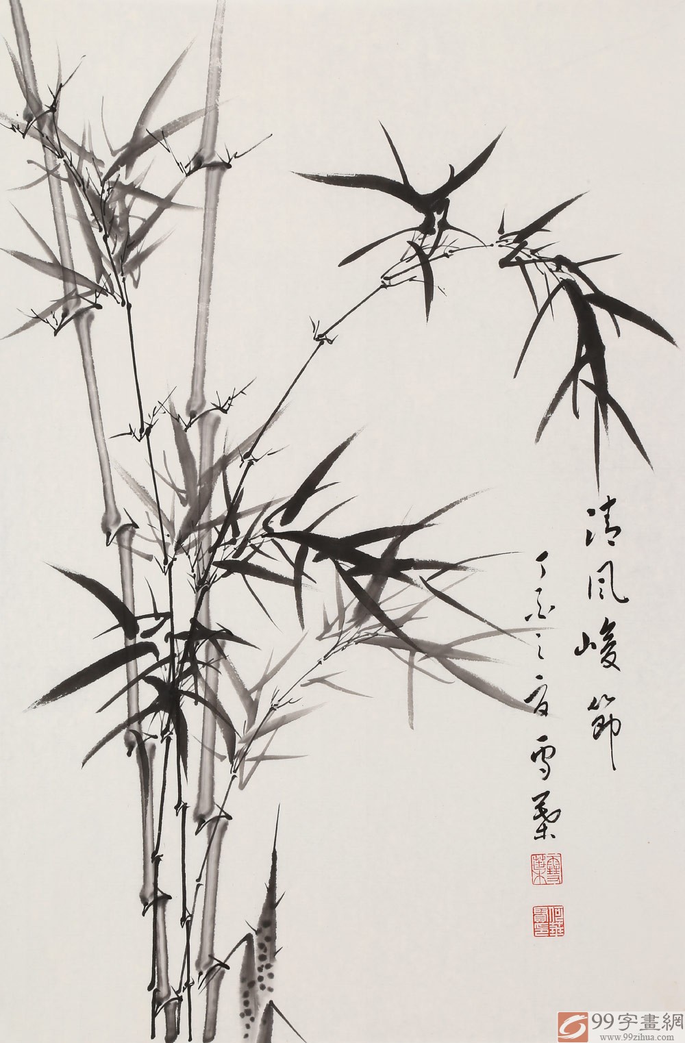 何华贤 四尺三开《清风峻节》 颍淮书画名家 - 竹子画