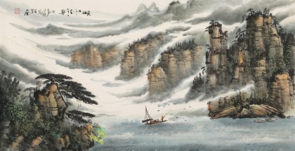【已售】徐来选 四尺《峡江泛舟》 河南美协会员