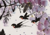 【已售】苗雨 四尺斗方《紫藤花开》 辽宁工美教授 师从吴冠中