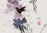 【已售】苗雨 四尺斗方《紫藤花开》 辽宁工美教授 师从吴冠中