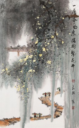 【已售】谭良干 大三尺《一夜春风来 满树梨花开》 贵州山水画名家