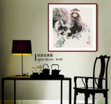 【已售】尹和平 四尺斗方《雨绵绵》 当代乡土童趣绘画名家