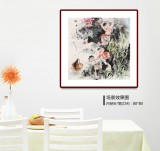 【已售】尹和平 四尺斗方《协力》 当代乡土童趣绘画名家