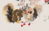 【已售】尹和平 四尺斗方《秋趣》 当代乡土童趣绘画名家