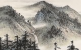 【已售】刘金河 四尺《万重古木抱晴烟》 国家画院山水名家