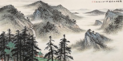 【已售】刘金河 四尺《万重古木抱晴烟》 国家画院山水名家