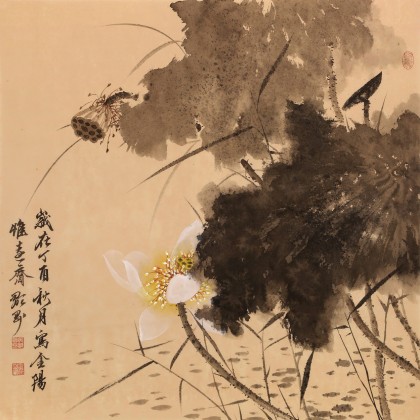 【已售】吴显刚 四尺斗方《秋荷》 贵州七星关美协主席