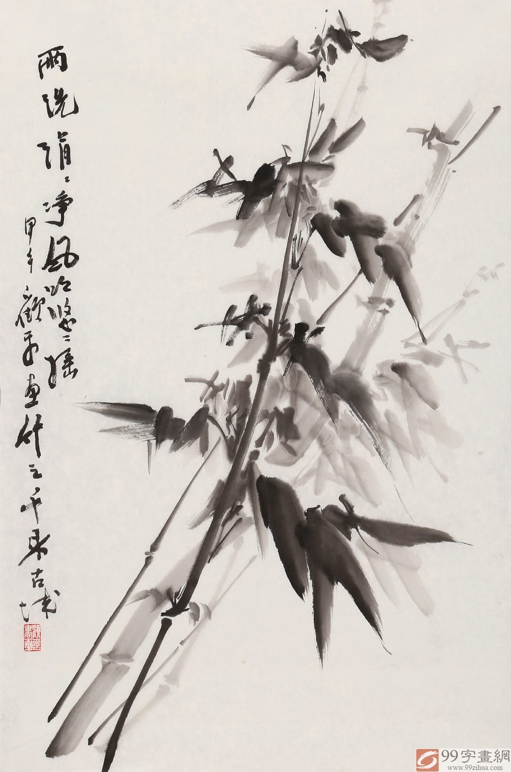 顾平 四尺三开《咏竹》 民盟中央美术院常务院长 - 竹子画 - 99字画网