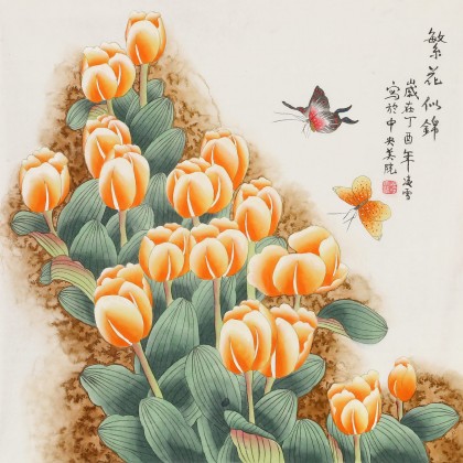 【已售】凌雪 四尺斗方《繁花似锦》 北京美协会员