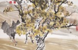 【已售】张明河 六尺对开《大漠恋歌》 中国湿地画派创始人之一