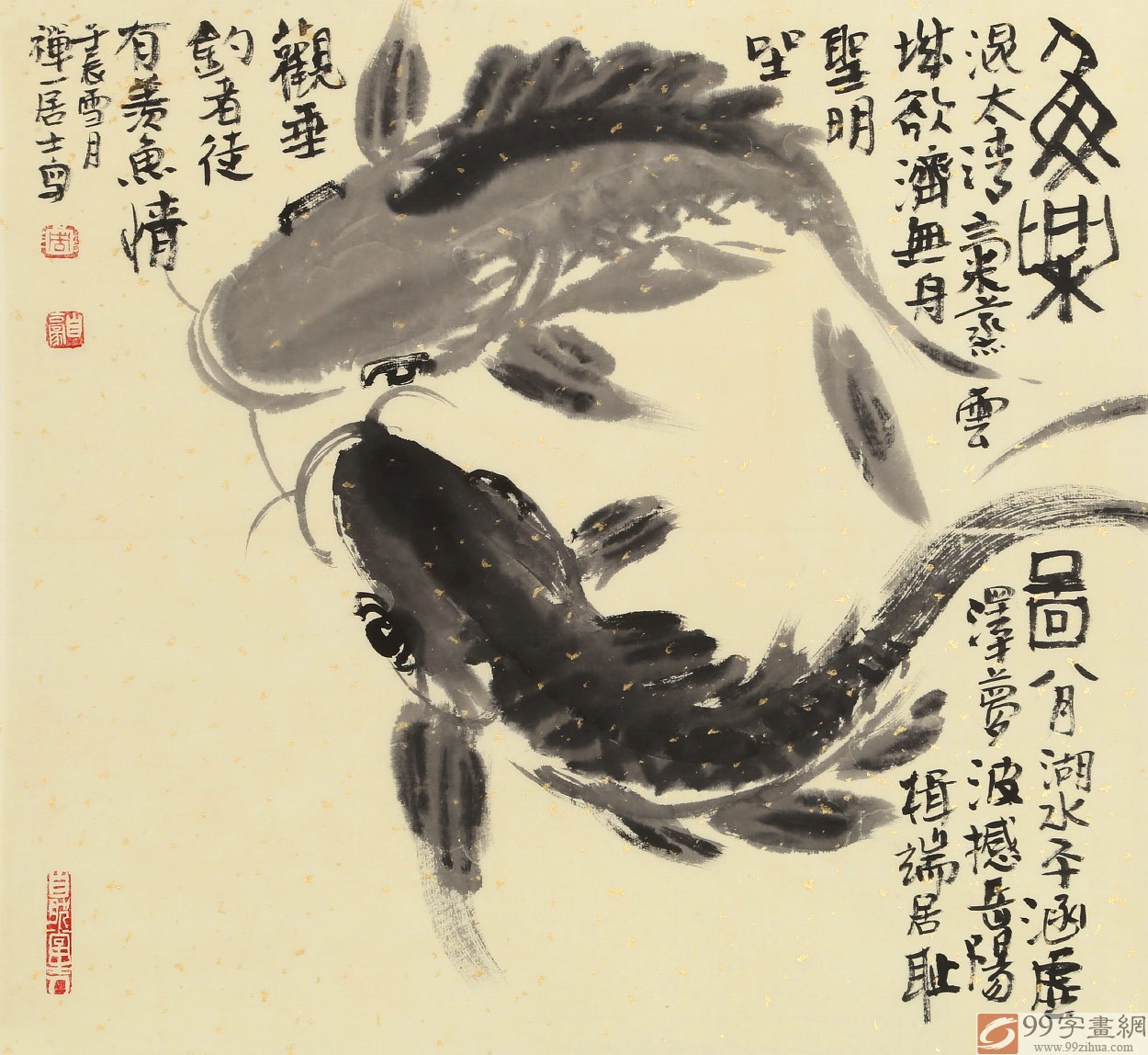 擅长写意花鸟画和书法,偶作山水,人物,尤其擅长禅画,鲶鱼等题材