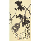 【已售】周自豪 三尺水墨荷花图《一笔葫芦一笔藤》 当代著名禅意画家