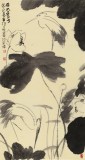 【已售】周自豪 三尺水墨荷花图《荷风卫士》 当代著名禅意画家