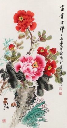 【已售】王宝钦 三尺《富贵吉祥》当代花鸟牡丹画名家（询价）