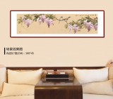 【已售】皇甫小喜 四尺对开《紫藤挂云木》 河南著名花鸟画家