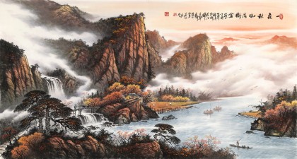 张慧仁 六尺《一夜秋风满树金》 广西山水画家协会常务理事