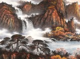 【已售】张慧仁 小八尺《秋山观瀑图》 广西山水画家协会常务理事