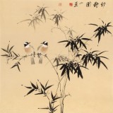 【已售】皇甫小喜 四尺斗方《竹鹊图》 河南著名花鸟画家