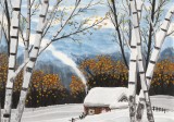 【已售】何一鸣 四尺斗方《寂静的冬天》 冰雪画派画家 师从于志学