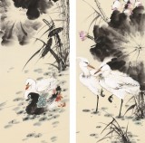 【已售】皇甫小喜 四条屏《荷韵四联》 河南著名花鸟画家