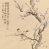 【已售】皇甫小喜 四尺斗方《白梅双雀图》 河南著名花鸟画家