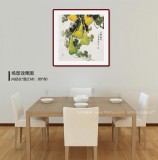 【已售】黄艺四尺斗方招财辟邪葫芦画《五福临门》