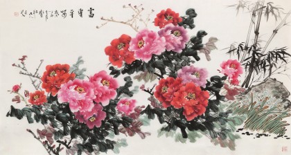 梁景欣 六尺《富贵平安》 青大美院学院派画家