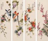 【已售】凌雪 四条屏《四季年华》 北京美协会员