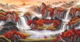【已售】吴东 六尺《秋山旭日》 著名易经风水画家